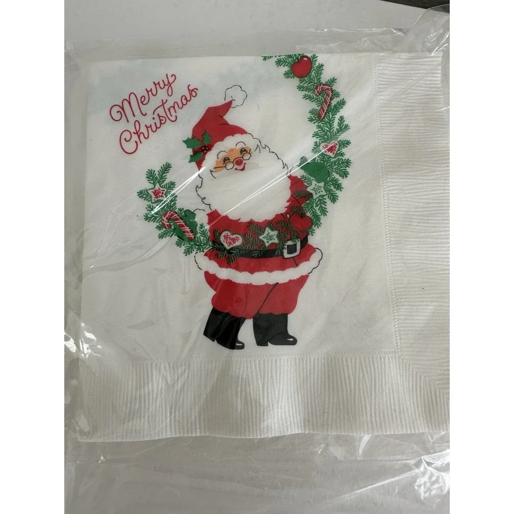 Hallmark Santa Claus Vintage Paper Cocktail Christmas Napkins Holiday